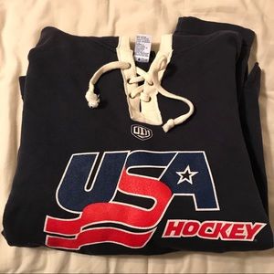 NHL USA Hockey Lace Up Hoodie Sweatshirt